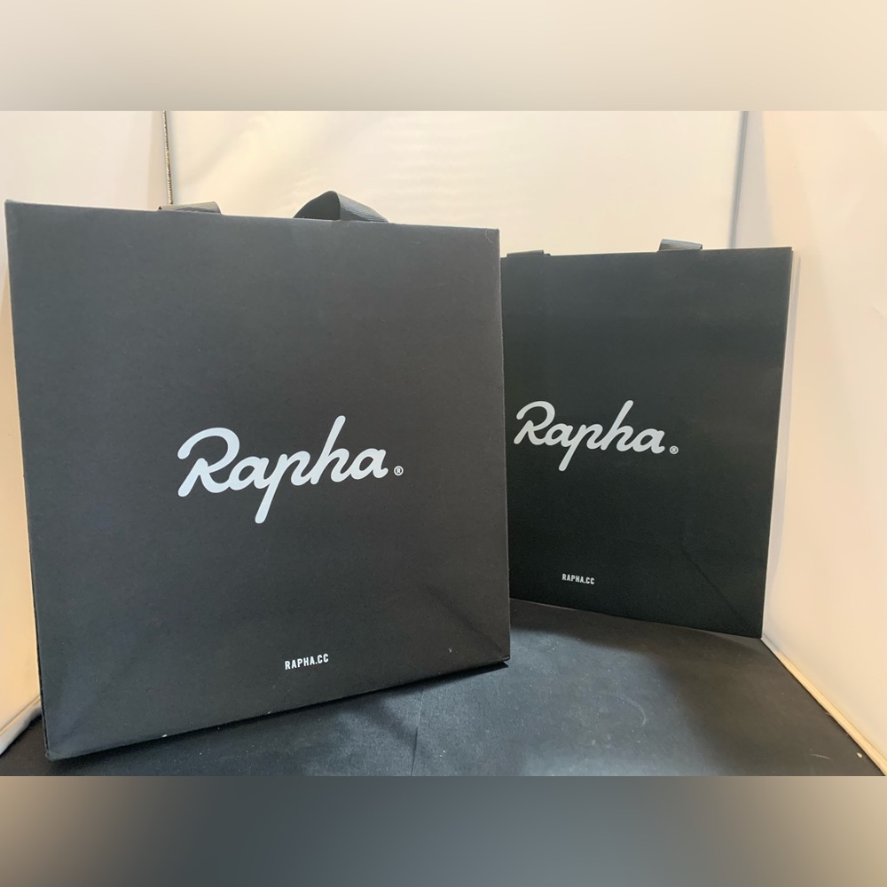 Two Rapha shopping bags